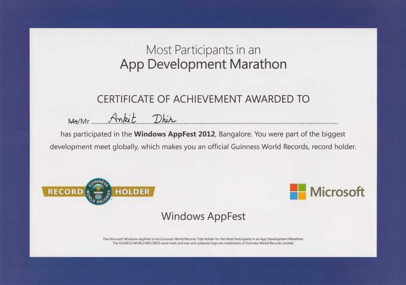 Guinness World Record certificate, Most Participants in an App Development Marathon