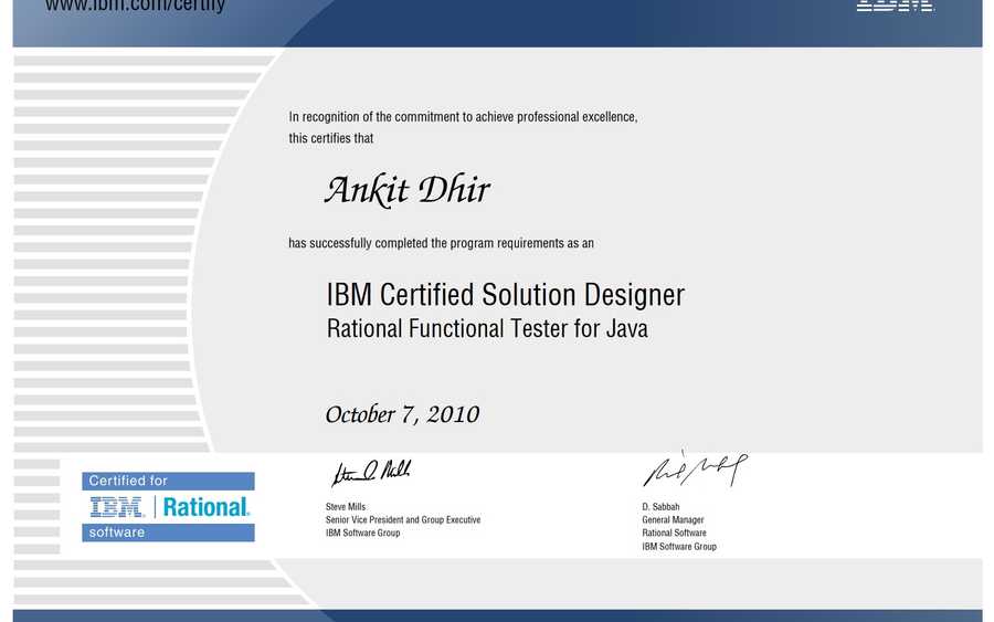 IBM Certified Solution Designer, Rational Functional Tester for Java