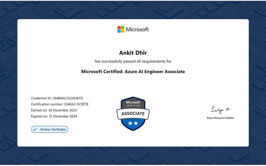 Microsoft Certified: Azure AI Engineer Associate