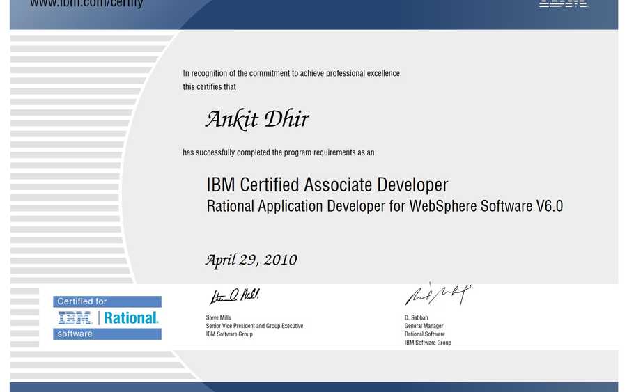 IBM Certified Associate Developer, Rational Application Developer for WebSphere Software