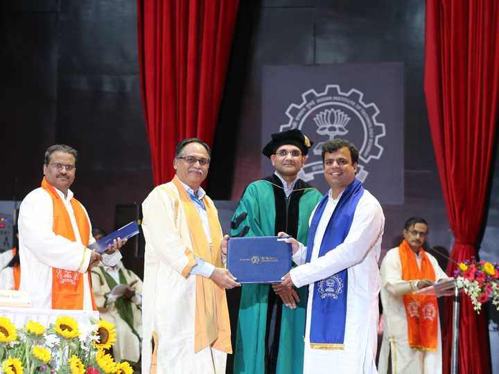 Ankit Dhir receiving his degree on stage at IIT Bombay's 64th Convocation