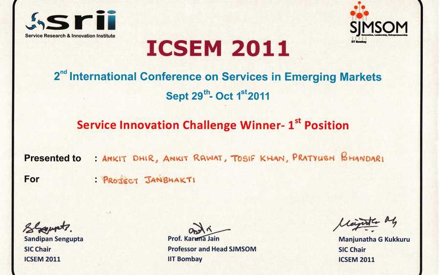 First Prize, Service Innovation Challenge